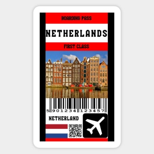 Netherlands first class boarding pass Sticker